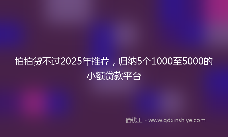 拍拍贷不过2025年推荐，归纳5个1000至5000的小额贷款平台