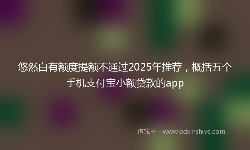 悠然白有额度提额不通过2025年推荐，概括五个手机支付宝小额贷款的app
