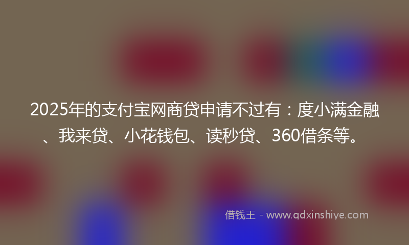 2025年的支付宝网商贷申请不过有：度小满金融、我来贷、小花钱包、读秒贷、360借条等。