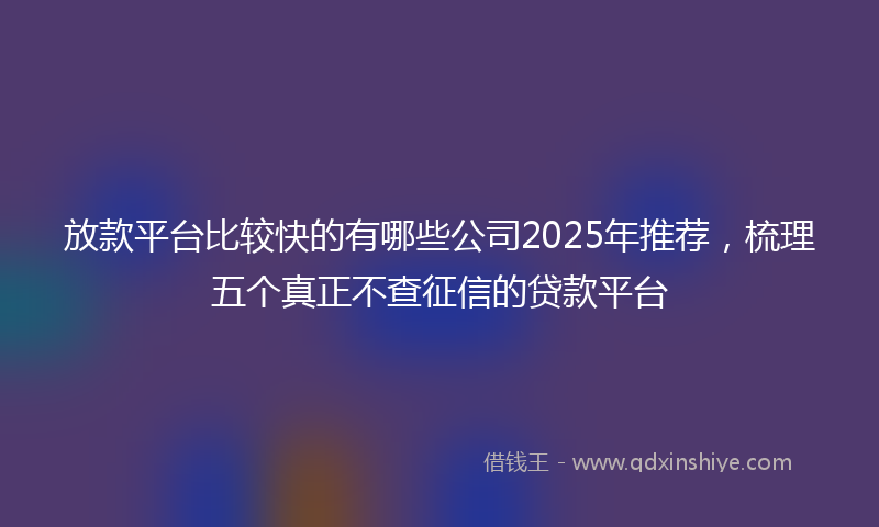 放款平台比较快的有哪些公司2025年推荐，梳理五个真正不查征信的贷款平台