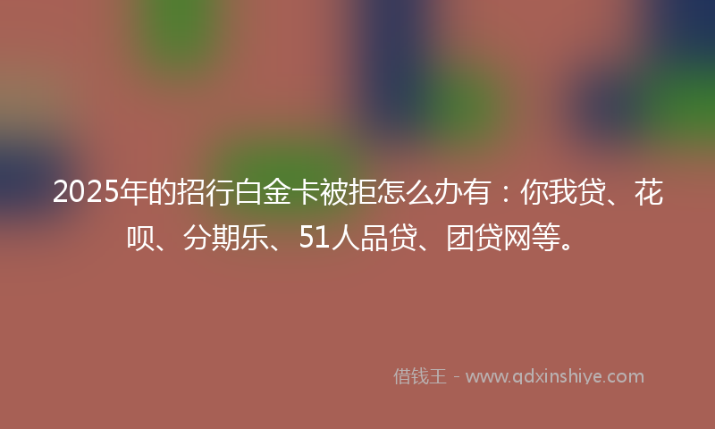 2025年的招行白金卡被拒怎么办有：你我贷、花呗、分期乐、51人品贷、团贷网等。