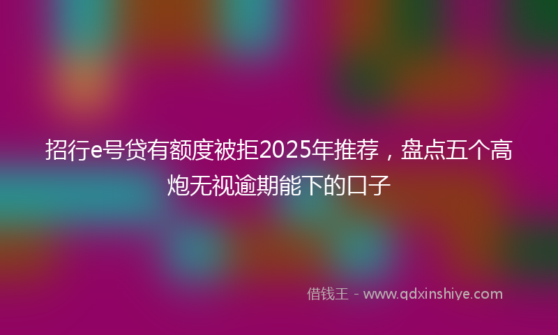 招行e号贷有额度被拒2025年推荐，盘点五个高炮无视逾期能下的口子