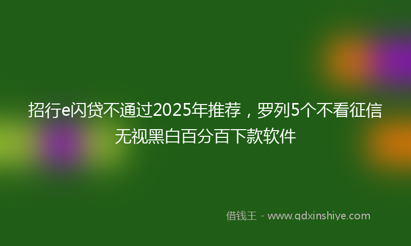 招行e闪贷不通过2025年推荐，罗列5个不看征信无视黑白百分百下款软件
