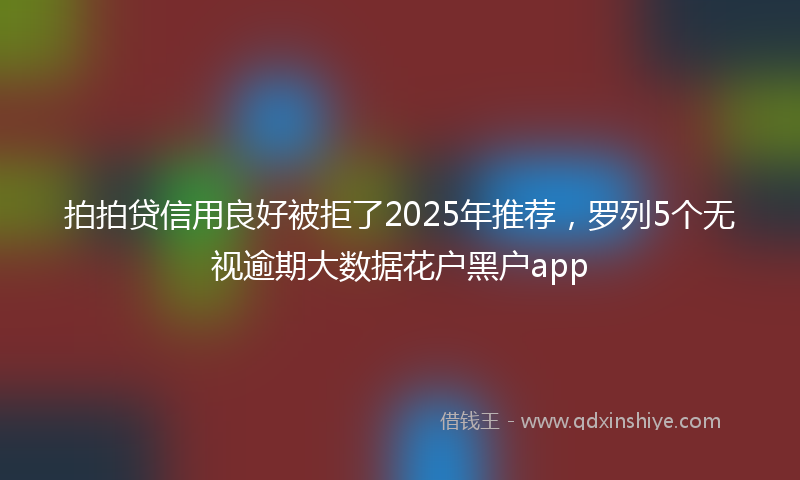 拍拍贷信用良好被拒了2025年推荐，罗列5个无视逾期大数据花户黑户app