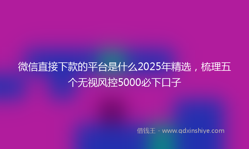 微信直接下款的平台是什么2025年精选，梳理五个无视风控5000必下口子