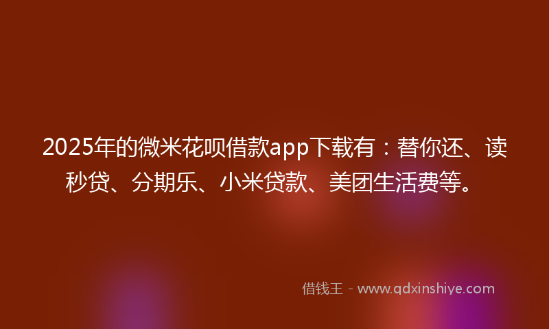 2025年的微米花呗借款app下载有：替你还、读秒贷、分期乐、小米贷款、美团生活费等。