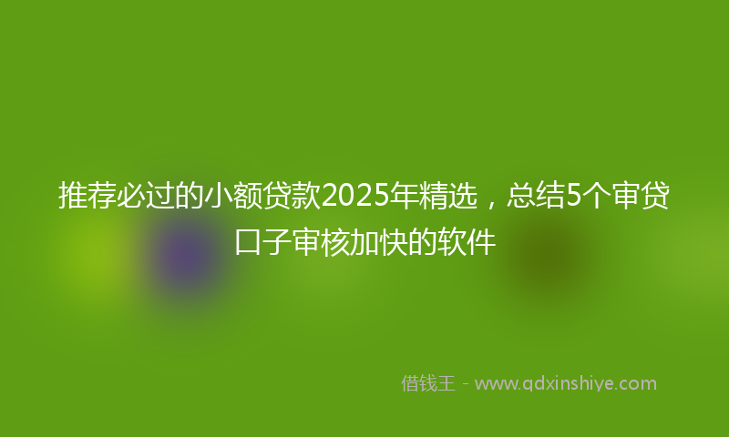 推荐必过的小额贷款2025年精选，总结5个审贷口子审核加快的软件