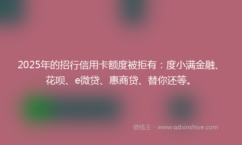 2025年的招行信用卡额度被拒有：度小满金融、花呗、e微贷、惠商贷、替你还等。