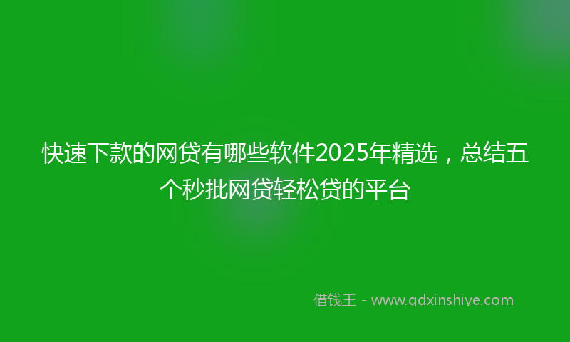 快速下款的网贷有哪些软件2025年精选，总结五个秒批网贷轻松贷的平台