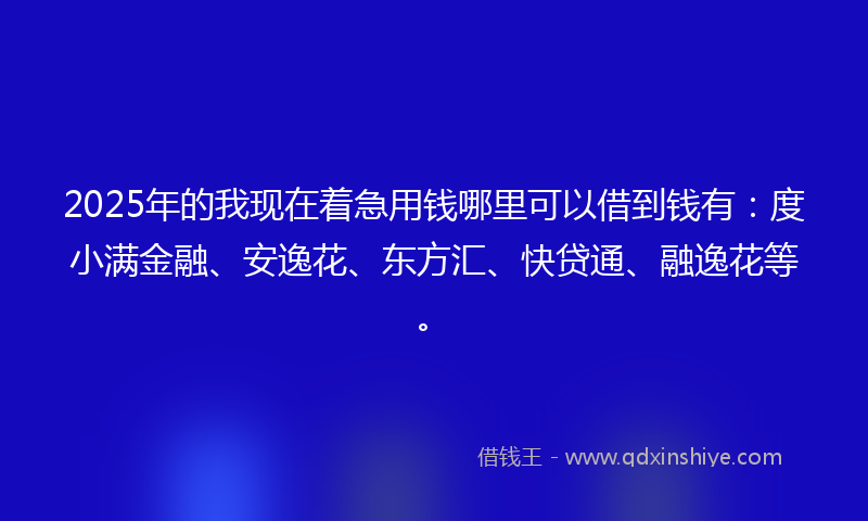 2025年的我现在着急用钱哪里可以借到钱有：度小满金融、安逸花、东方汇、快贷通、融逸花等。