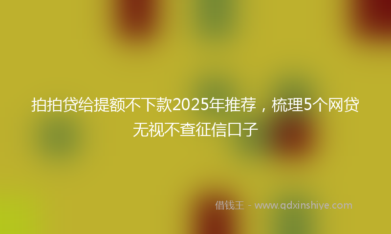 拍拍贷给提额不下款2025年推荐，梳理5个网贷无视不查征信口子