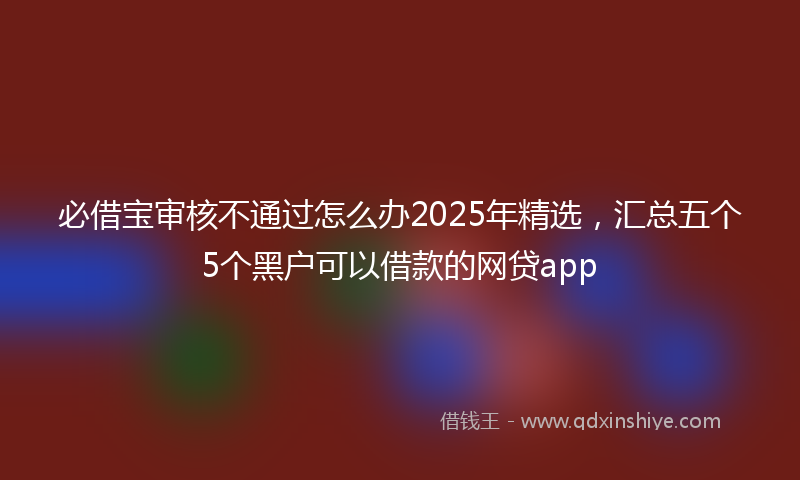 必借宝审核不通过怎么办2025年精选，汇总五个5个黑户可以借款的网贷app