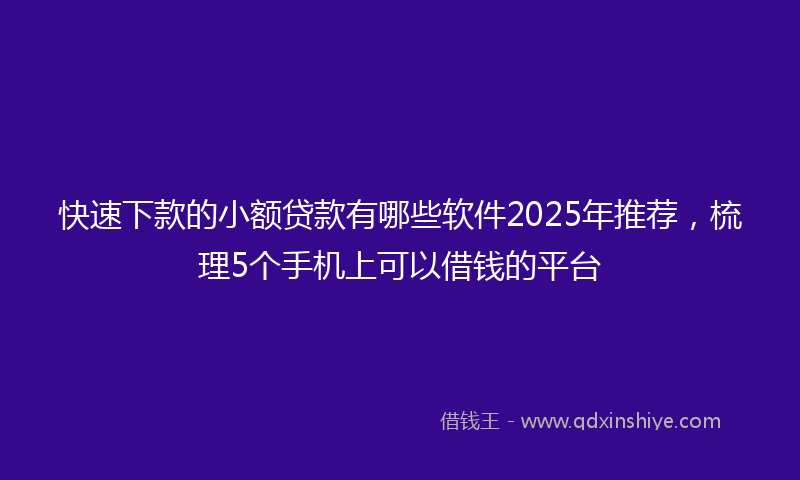 快速下款的小额贷款有哪些软件2025年推荐，梳理5个手机上可以借钱的平台