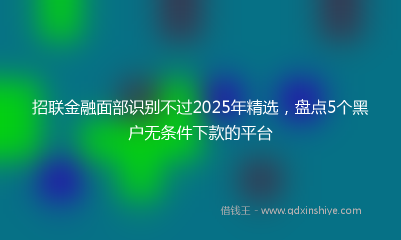 招联金融面部识别不过2025年精选，盘点5个黑户无条件下款的平台