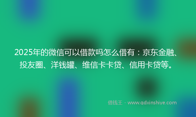 2025年的微信可以借款吗怎么借有：京东金融、投友圈、洋钱罐、维信卡卡贷、信用卡贷等。