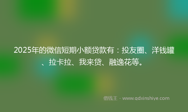 2025年的微信短期小额贷款有：投友圈、洋钱罐、拉卡拉、我来贷、融逸花等。