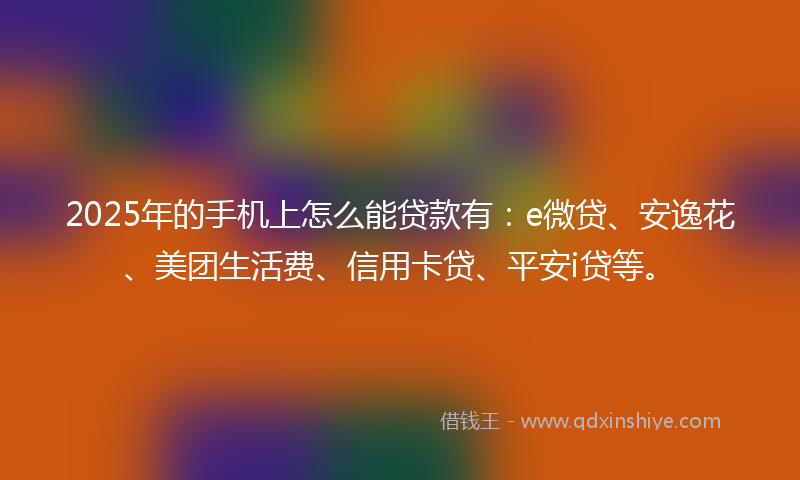 2025年的手机上怎么能贷款有：e微贷、安逸花、美团生活费、信用卡贷、平安i贷等。