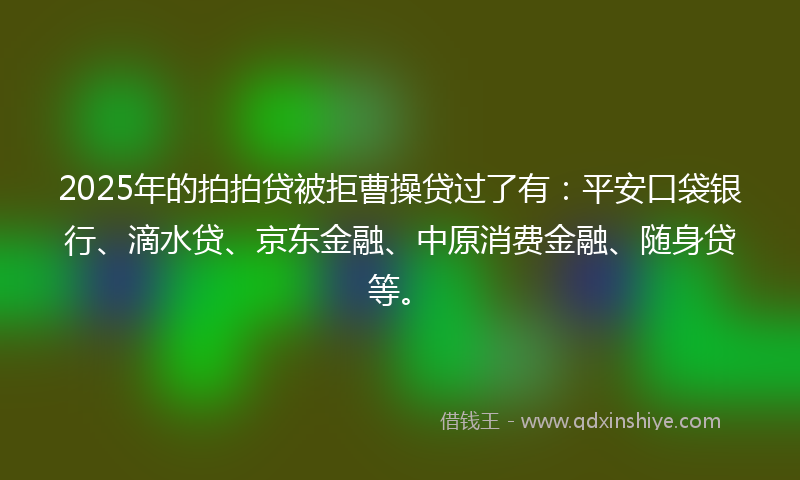 2025年的拍拍贷被拒曹操贷过了有：平安口袋银行、滴水贷、京东金融、中原消费金融、随身贷等。