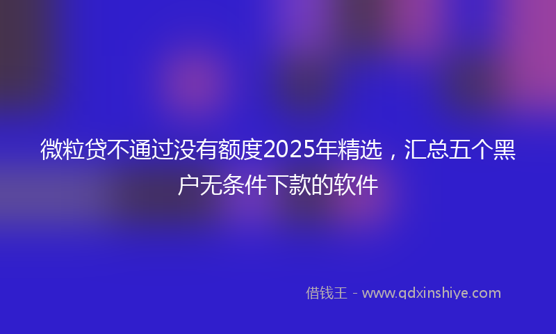 微粒贷不通过没有额度2025年精选，汇总五个黑户无条件下款的软件