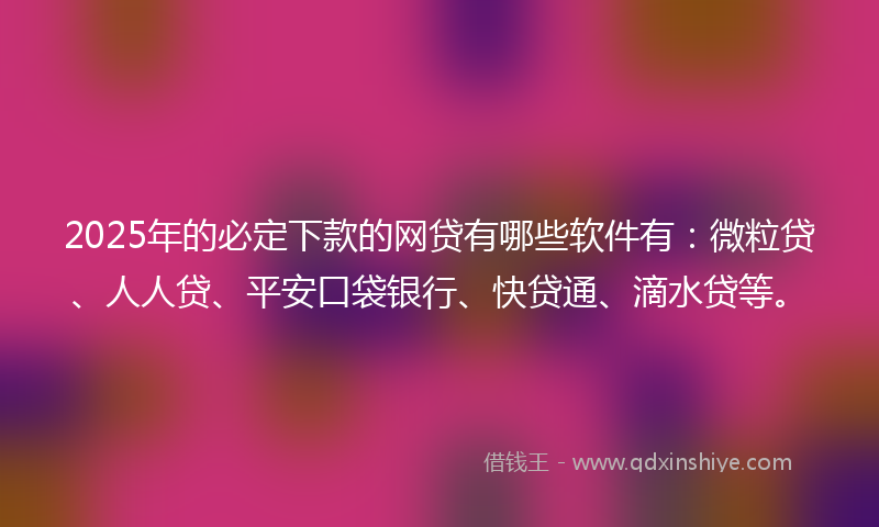 2025年的必定下款的网贷有哪些软件有：微粒贷、人人贷、平安口袋银行、快贷通、滴水贷等。