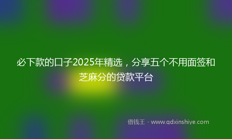 必下款的口子2025年精选，分享五个不用面签和芝麻分的贷款平台