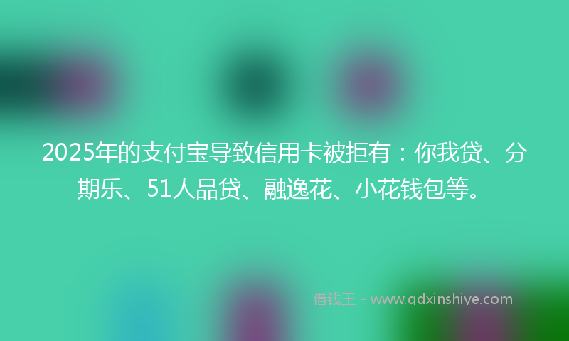 2025年的支付宝导致信用卡被拒有：你我贷、分期乐、51人品贷、融逸花、小花钱包等。