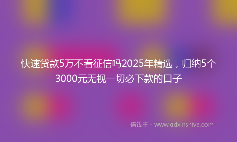 快速贷款5万不看征信吗2025年精选，归纳5个3000元无视一切必下款的口子