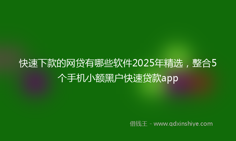 快速下款的网贷有哪些软件2025年精选，整合5个手机小额黑户快速贷款app