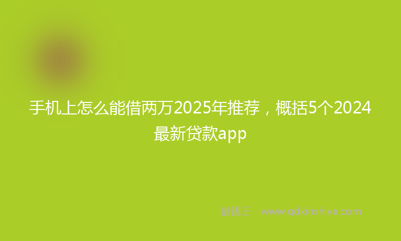 手机上怎么能借两万2025年推荐，概括5个2024最新贷款app