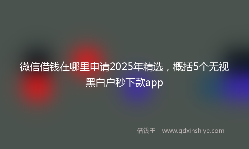 微信借钱在哪里申请2025年精选，概括5个无视黑白户秒下款app