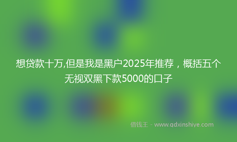 想贷款十万,但是我是黑户2025年推荐，概括五个无视双黑下款5000的口子