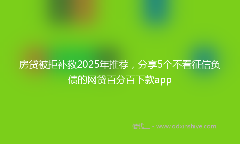 房贷被拒补救2025年推荐，分享5个不看征信负债的网贷百分百下款app