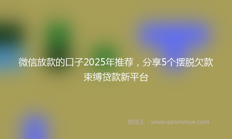 微信放款的口子2025年推荐，分享5个摆脱欠款束缚贷款新平台