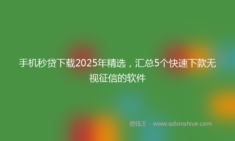 手机秒贷下载2025年精选，汇总5个快速下款无视征信的软件