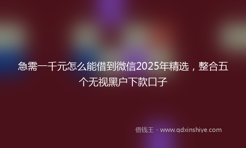 急需一千元怎么能借到微信2025年精选，整合五个无视黑户下款口子