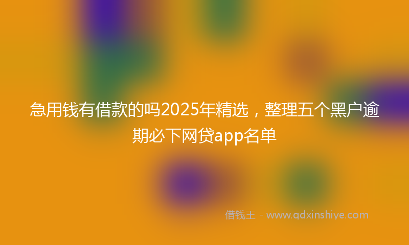 急用钱有借款的吗2025年精选，整理五个黑户逾期必下网贷app名单