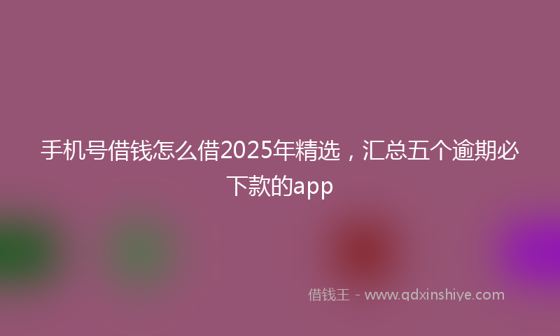 手机号借钱怎么借2025年精选，汇总五个逾期必下款的app