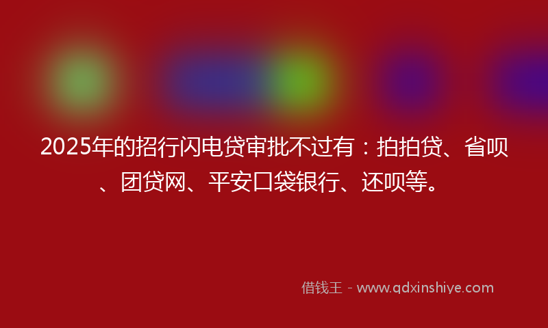 2025年的招行闪电贷审批不过有：拍拍贷、省呗、团贷网、平安口袋银行、还呗等。