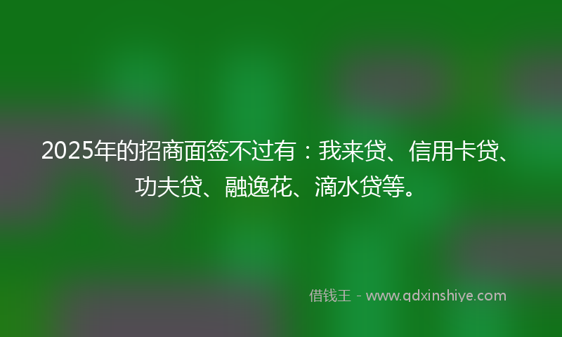 2025年的招商面签不过有：我来贷、信用卡贷、功夫贷、融逸花、滴水贷等。