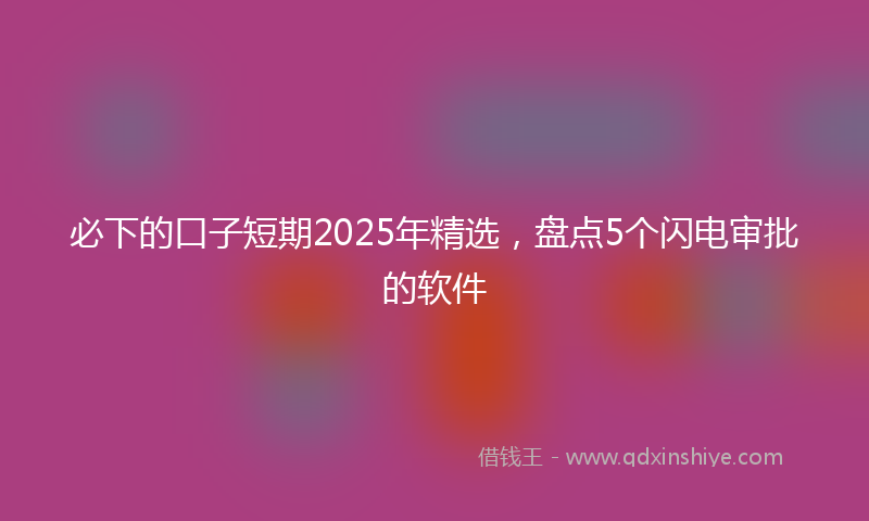 必下的口子短期2025年精选，盘点5个闪电审批的软件
