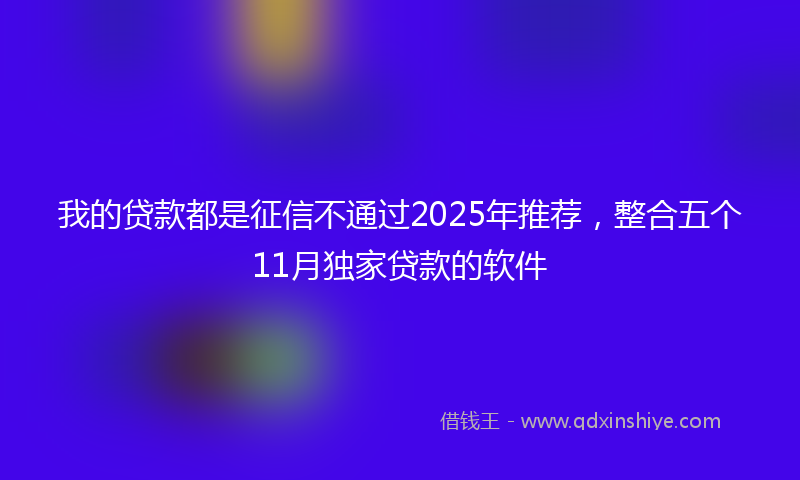 我的贷款都是征信不通过2025年推荐，整合五个11月独家贷款的软件