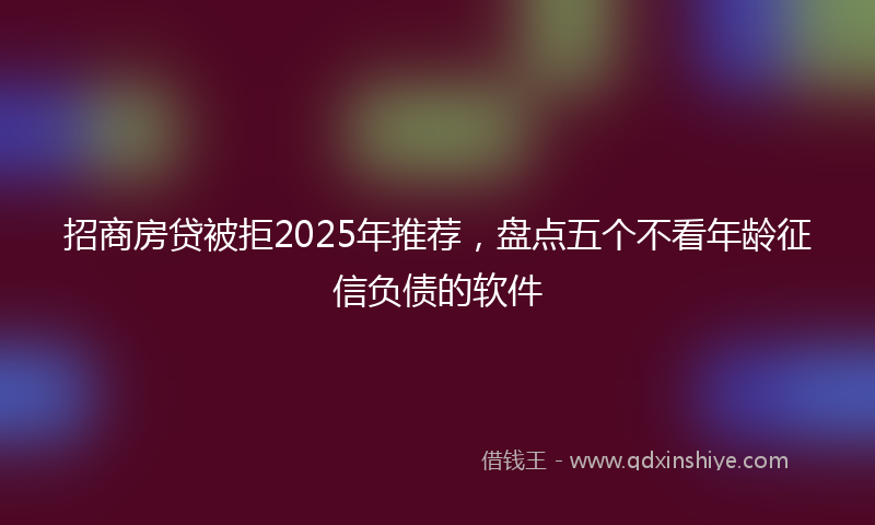 招商房贷被拒2025年推荐，盘点五个不看年龄征信负债的软件