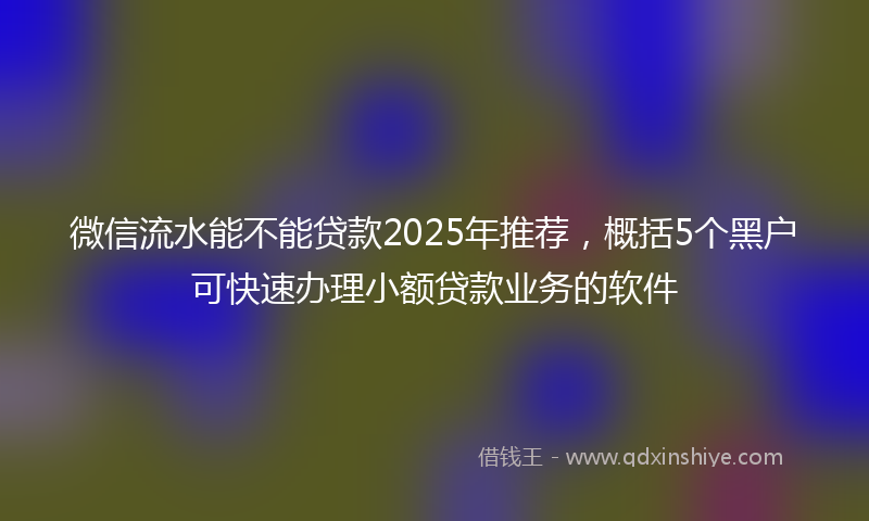 微信流水能不能贷款2025年推荐，概括5个黑户可快速办理小额贷款业务的软件