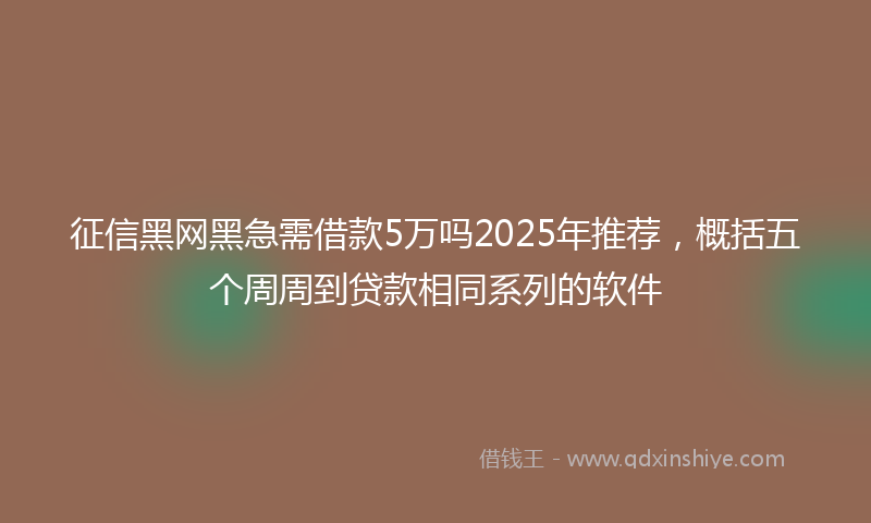 征信黑网黑急需借款5万吗2025年推荐，概括五个周周到贷款相同系列的软件
