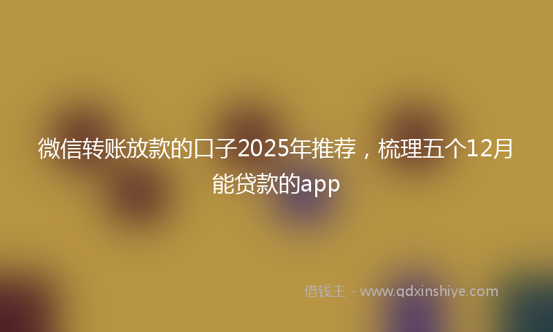 微信转账放款的口子2025年推荐，梳理五个12月能贷款的app