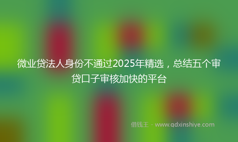 微业贷法人身份不通过2025年精选，总结五个审贷口子审核加快的平台