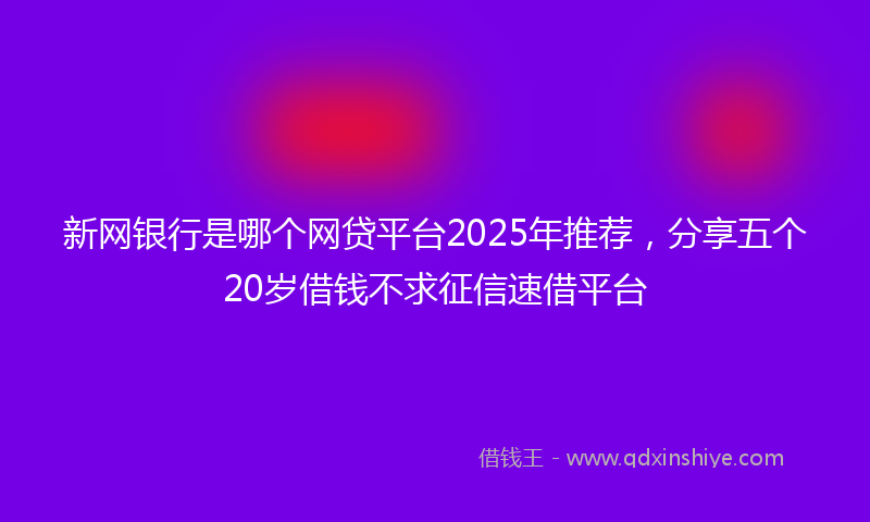 新网银行是哪个网贷平台2025年推荐，分享五个20岁借钱不求征信速借平台