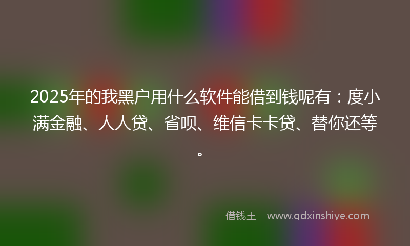 2025年的我黑户用什么软件能借到钱呢有：度小满金融、人人贷、省呗、维信卡卡贷、替你还等。