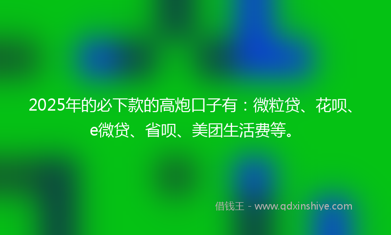 2025年的必下款的高炮口子有：微粒贷、花呗、e微贷、省呗、美团生活费等。