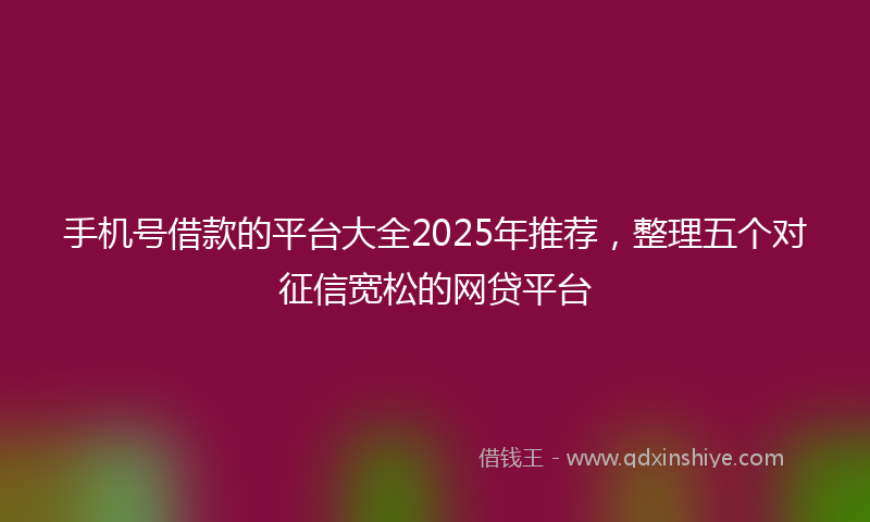 手机号借款的平台大全2025年推荐，整理五个对征信宽松的网贷平台